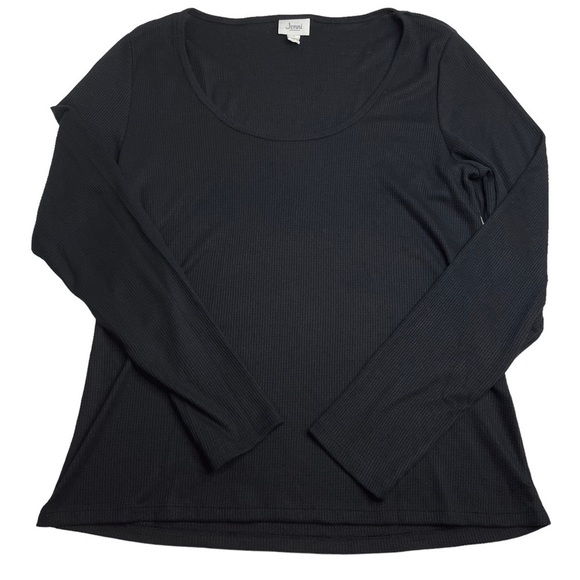 Jenni Solid Long Sleeve Pajama Top in Black Medium - Picture 1 of 5